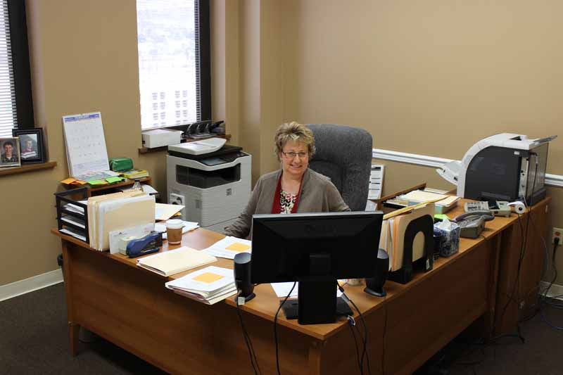 Jessica Engel at her desk