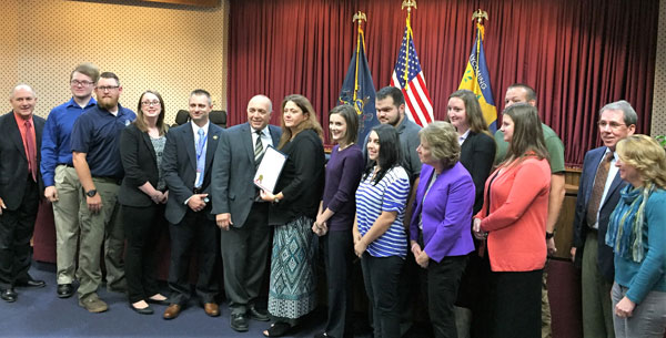 The Lycoming County Commissioners presented Judge McCoy with the Proclamation declaring October as Domestic Violence Awareness month.